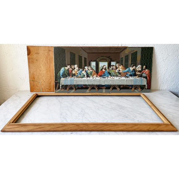 The Last Supper Paint By Number Completed & Framed Painting Vintage 18" x 35" - Picture 7 of 12
